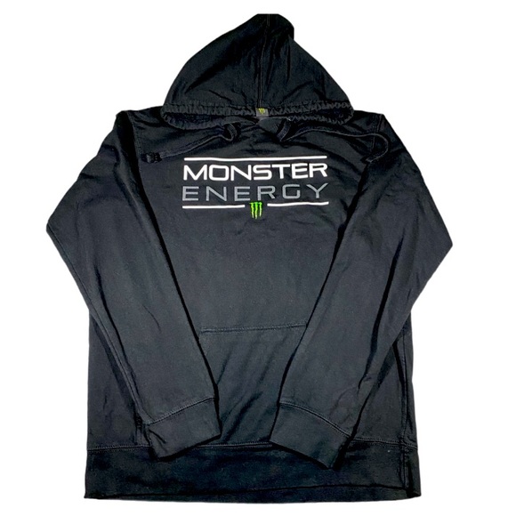 Monster Energy Hoodie Youth Large Black Motocross Y2K Grunge Kangaroo Front - Picture 1 of 13